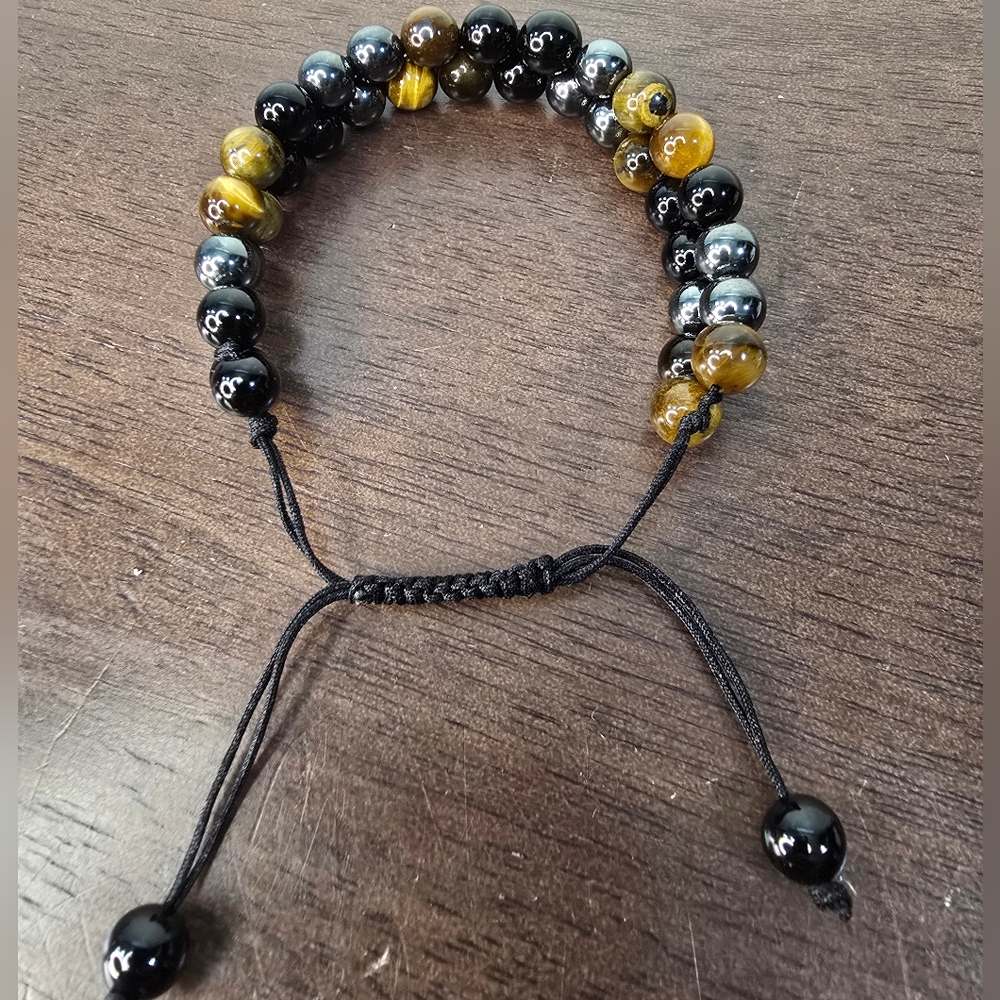 Tigers Eye, Obsidian, and Hematite Crystal Bracelet - Picture 14 of 14